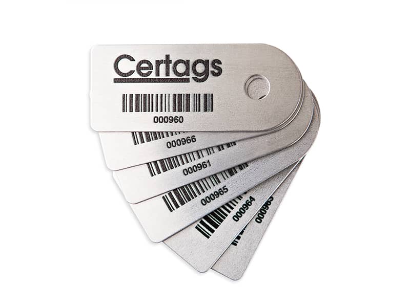 certags metal tag with barcode