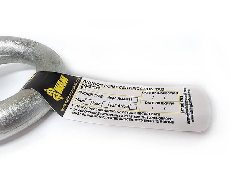 Anchor Point Inspection Tags - Height Safety Tags - Certags LLC